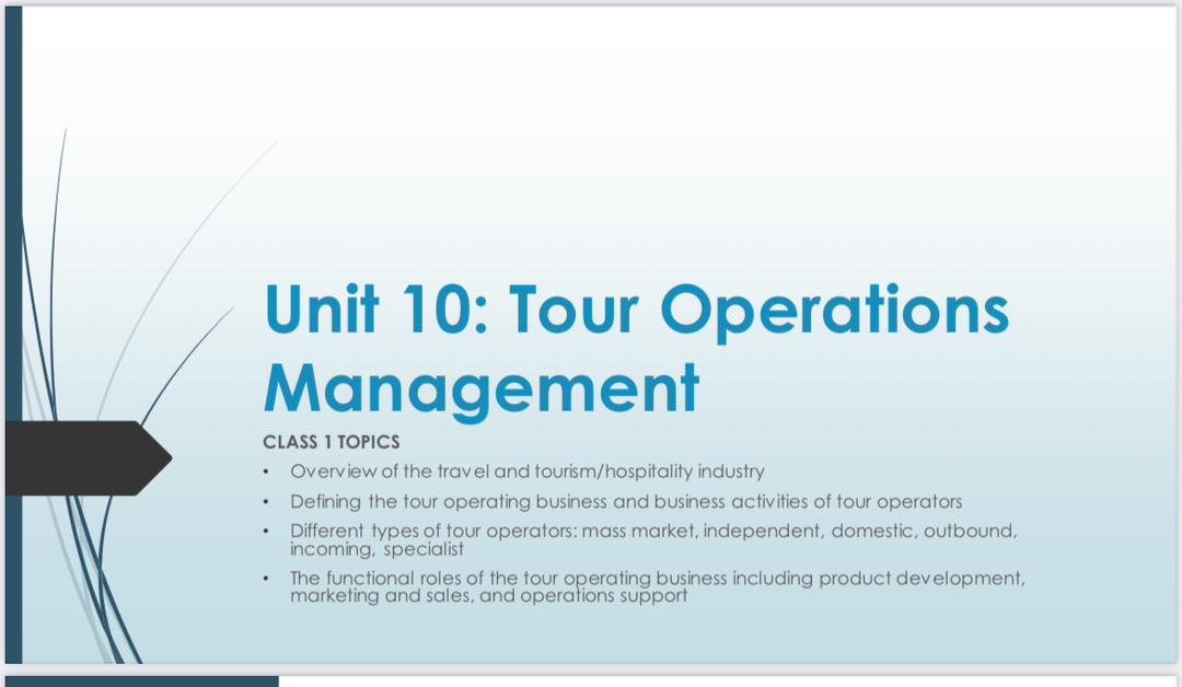 TOUR OPERATIONS MANAGEMENT